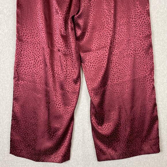 Eloquii Womens 14 Burgundy Animal Print Satin Wide Leg Pants - Picture 8 of 10